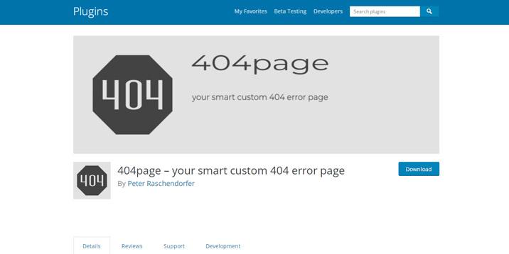 پلاگین 404 صفحه ای در مخزن WP