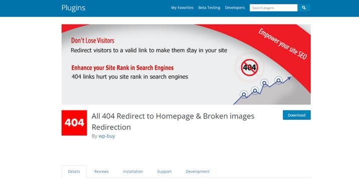 همه پلاگین های 404 Redirect در مخزن WP 