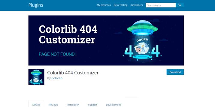 پلاگین Colorlib 404 Customizer در مخزن WP 