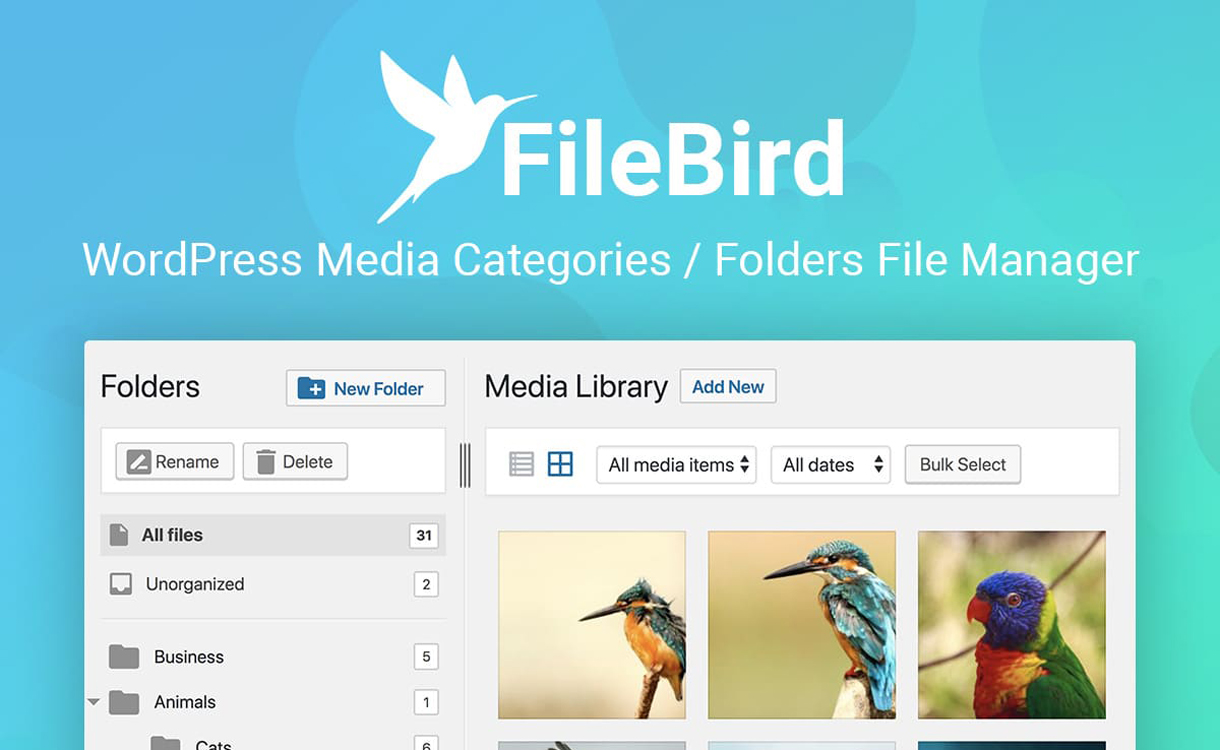 FileBird - مدیریت فایل پوشه دسته بندی رسانه وردپرس
