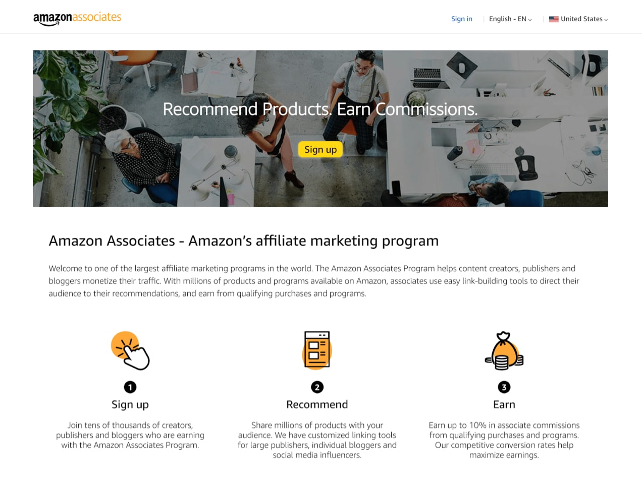 صفحه اصلی Amazon Associates